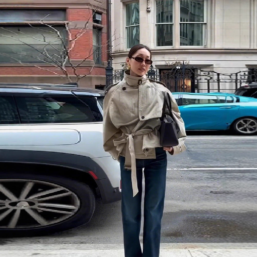 Fashion oversized trench coat for women with a narrow belt Lune London