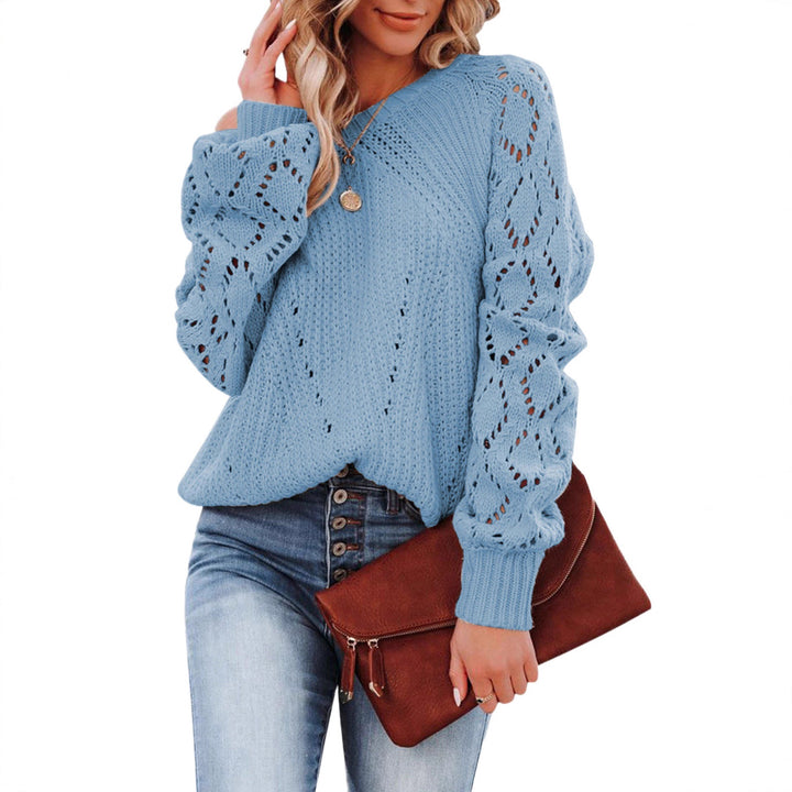 Knit sweater for women with detailed openwork pattern and relaxed fit Lune London