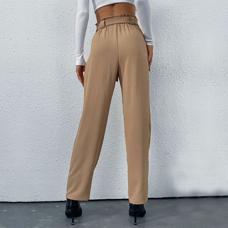 High-waisted custom pants for women with bow detail Lune London