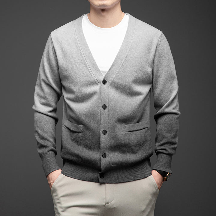 Elegant knitted jacket for women with stylish gradient color and fine button details Lune London