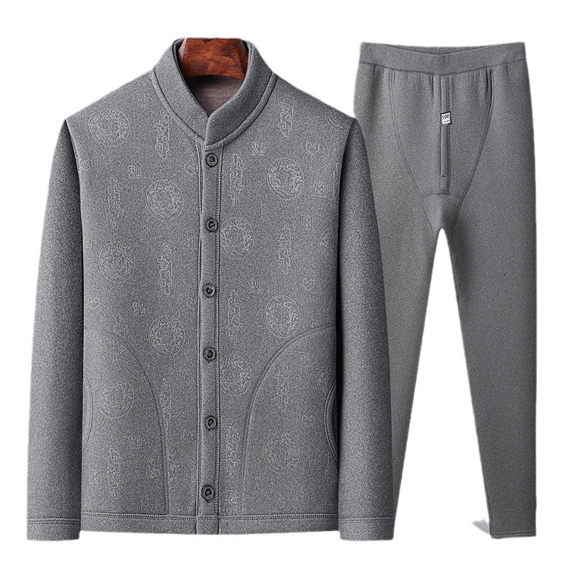 Trendy knitted jacket for men with high collar and button placket Lune London