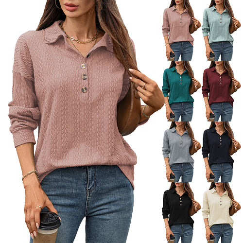 Lune London Textured Button Design Long Sleeve Shirt for Women