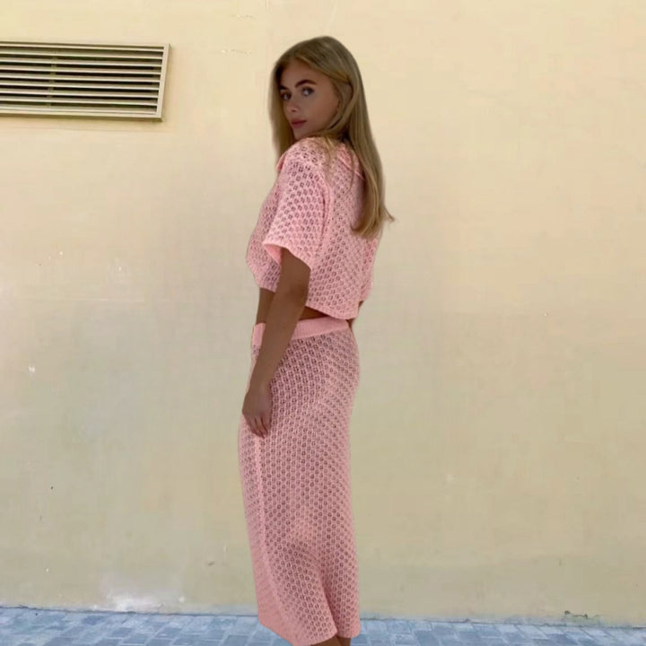 Roc crochet maxi for women with matching short jacket Lune London