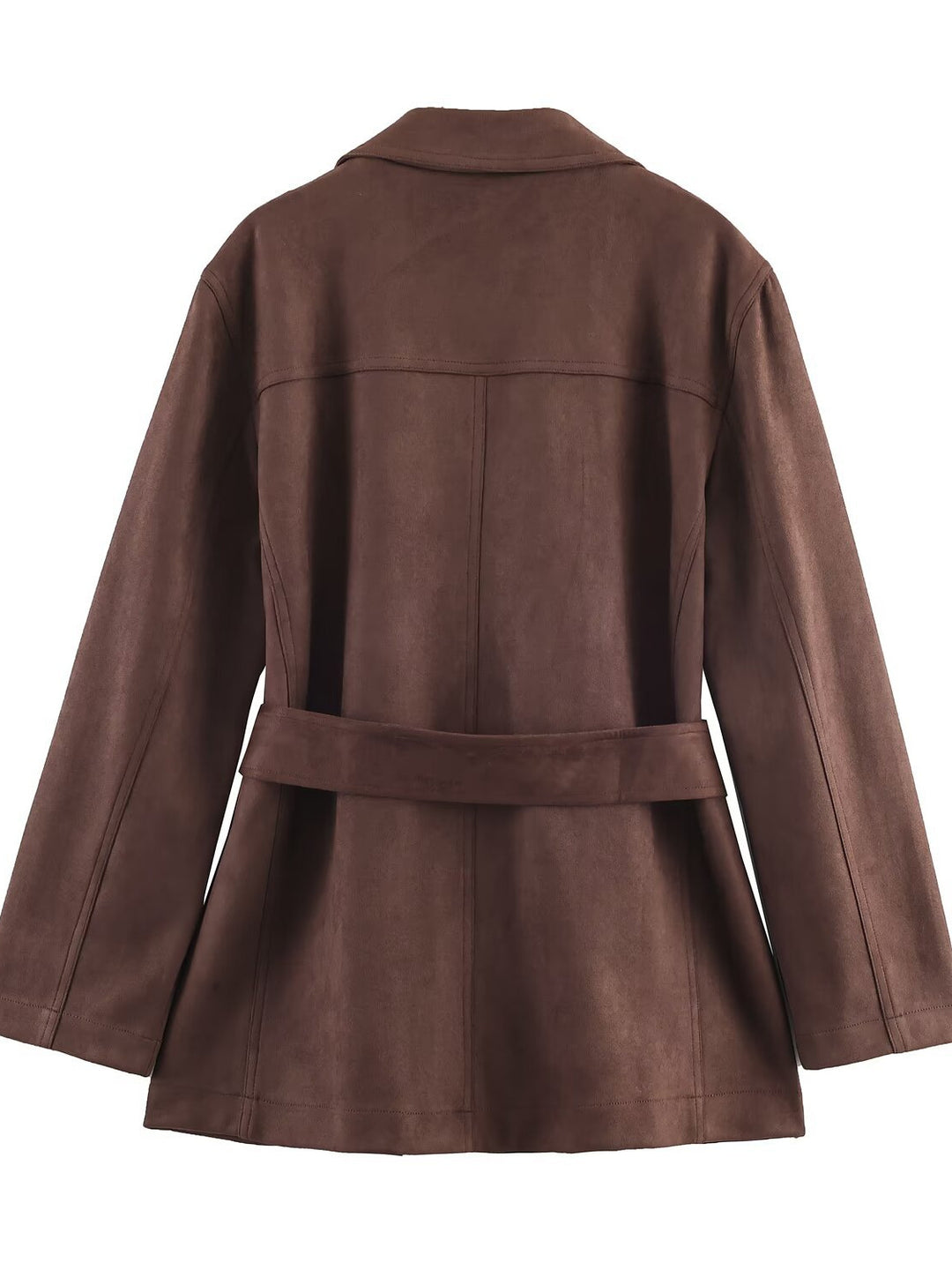 Lune London women's elegant blazer jacket in faux leather with belt at the waist