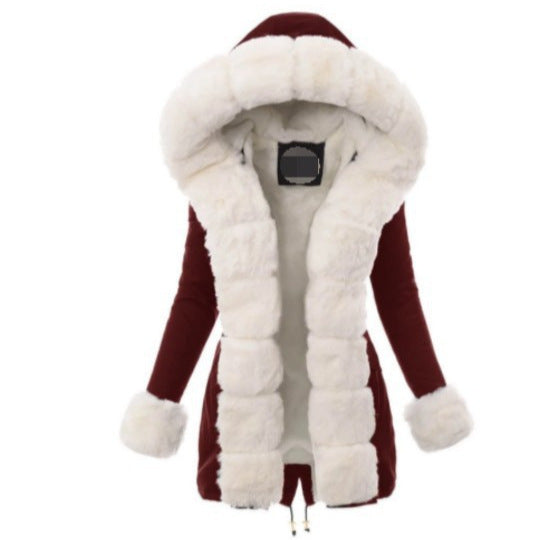 Ladies fleece jacket with luxurious faux fur collar Lune London