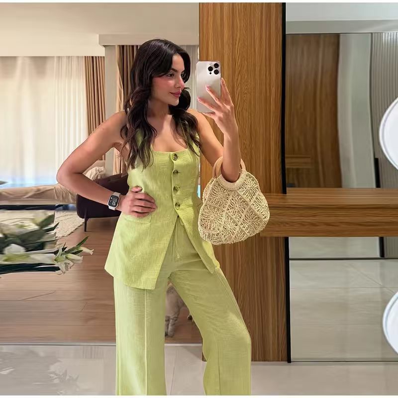 Ladies Elegant Wedding Suit Set with a Fitted Top and Wide Leg Pant Style Lune London