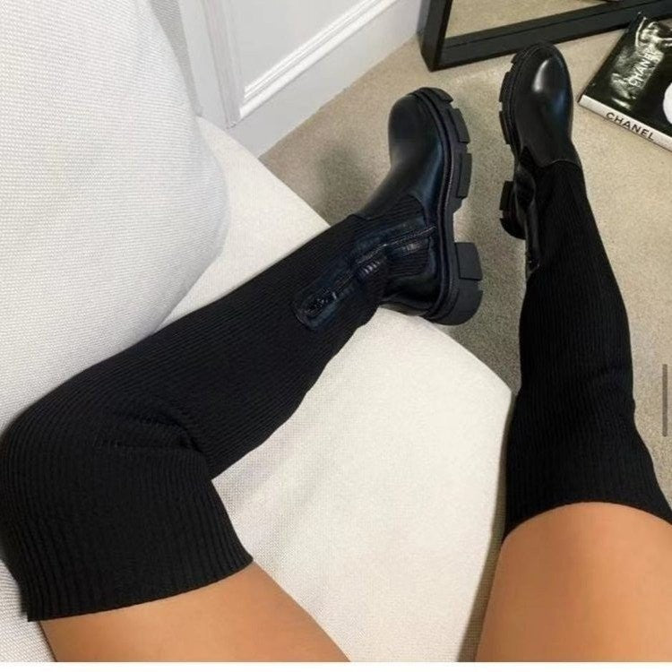 High boots for women with side zipper and non-slip sole Lune London