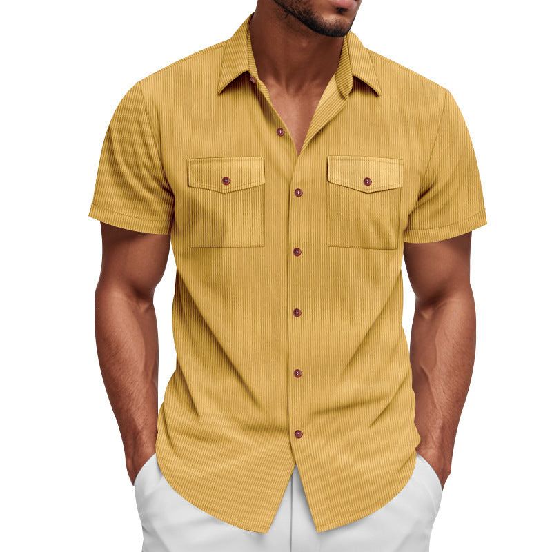 Short striped shirt for men with two practical chest pockets Lune London