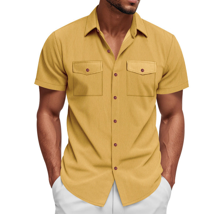 Short striped shirt for men with two practical chest pockets Lune London