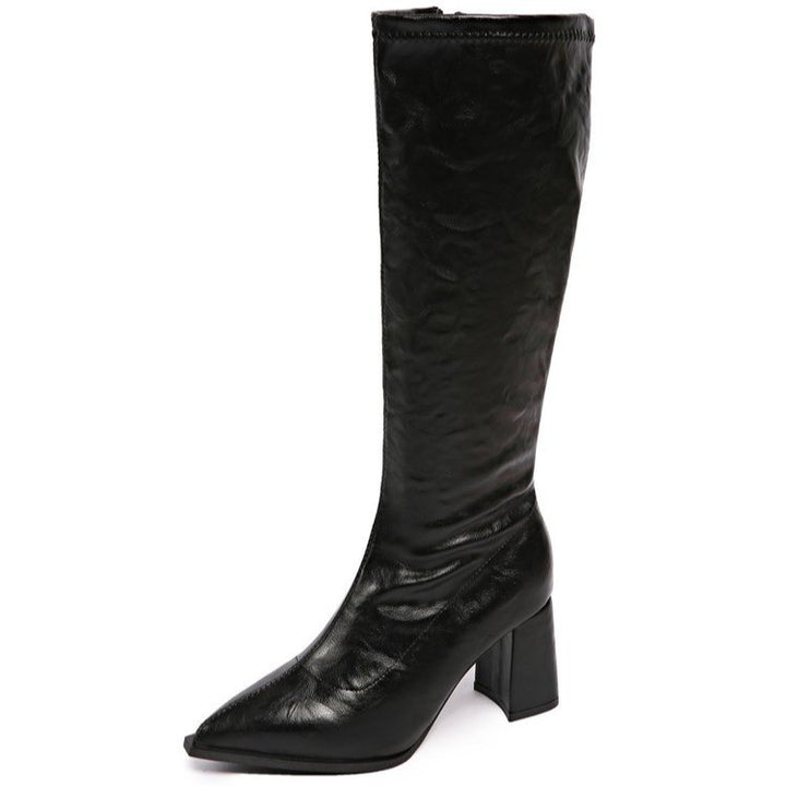 Fashion boots for women with a block heel and a pointed toe Lune London
