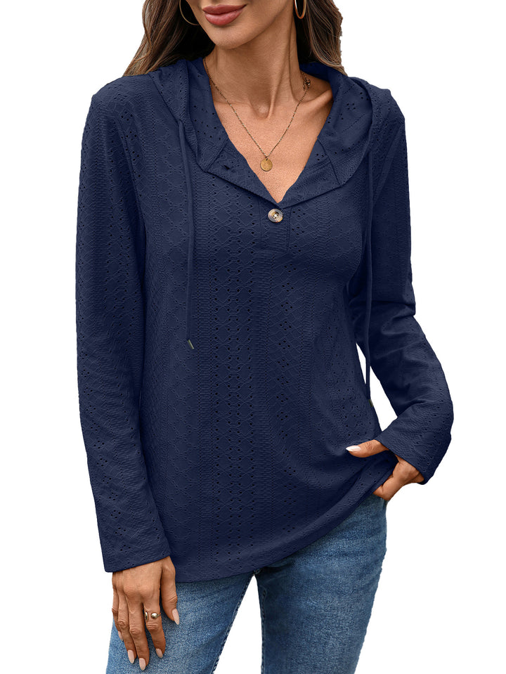 Women’s blouse with a small hole pattern and hood Lune London