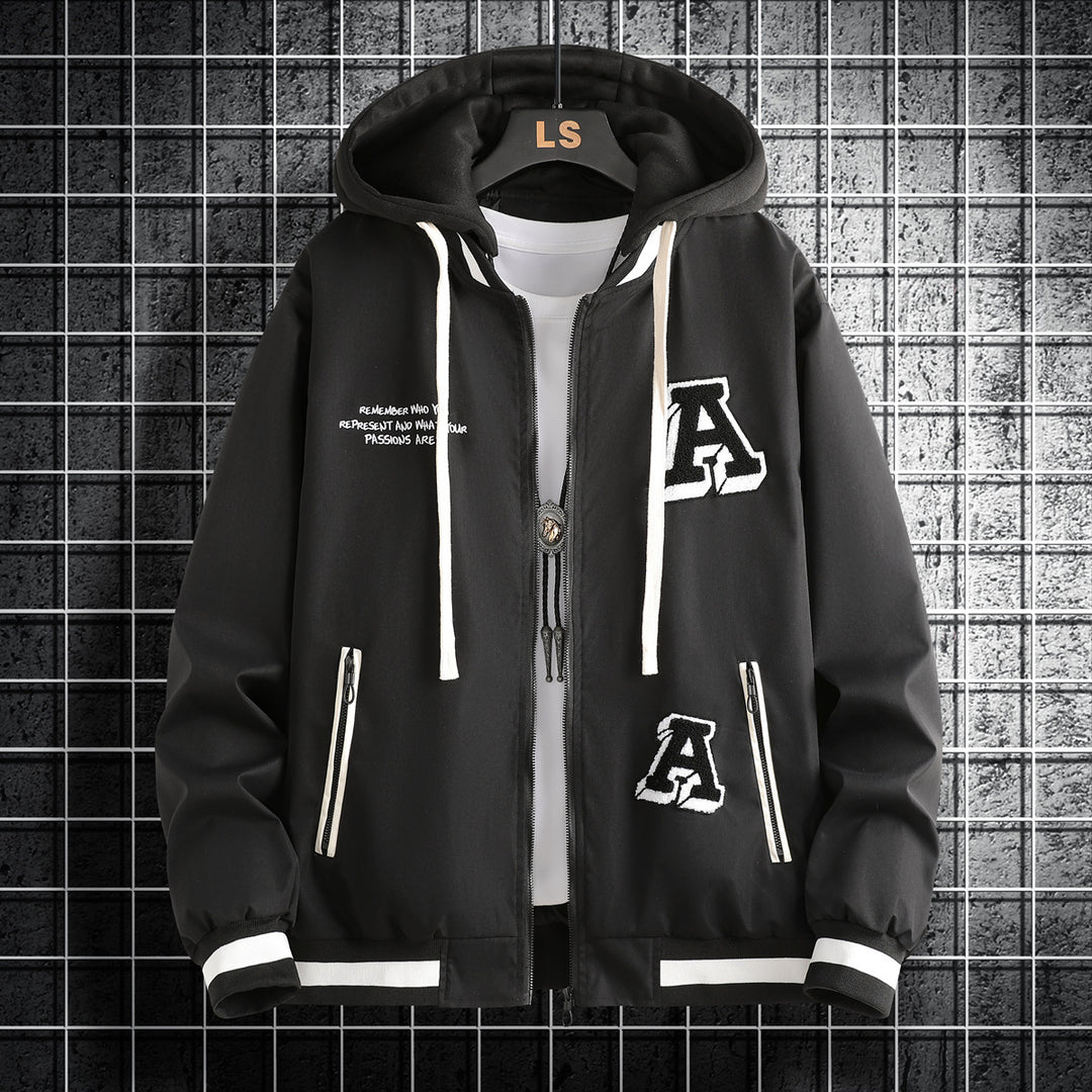 Trendy hoodie jacket for men with stylish appliqués Lune London