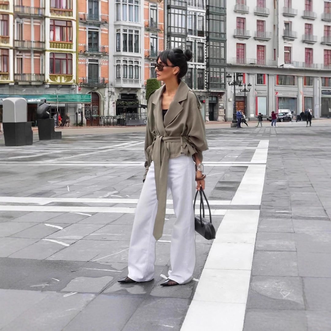 Oversized trench coat for women with adjustable belt and voluminous sleeves Lune London