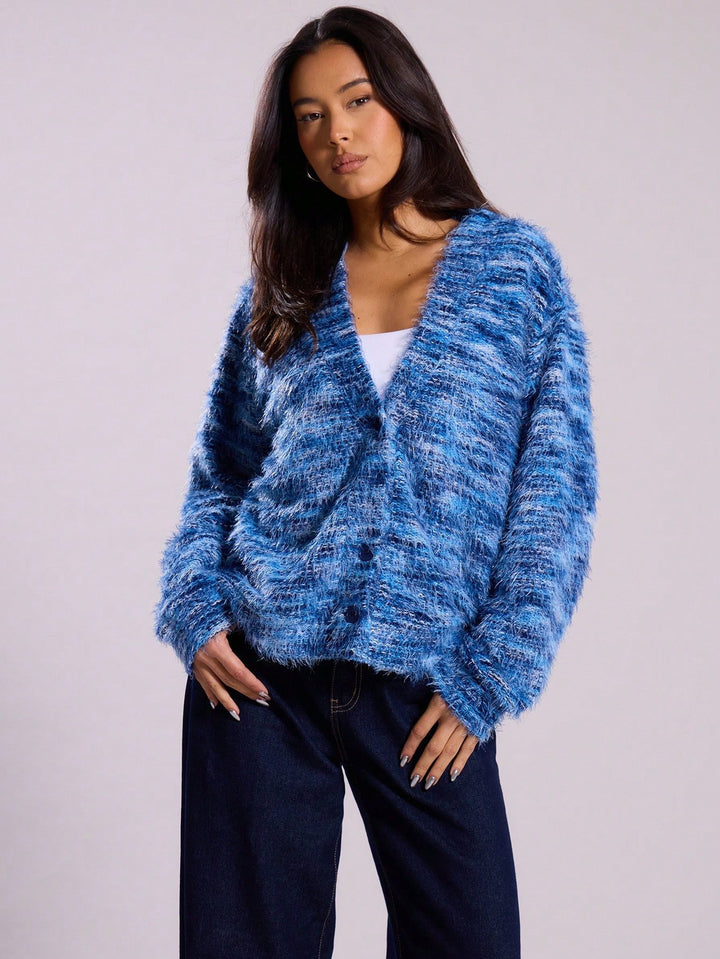 Casual women’s cardigan in structured plush fabric Lune London