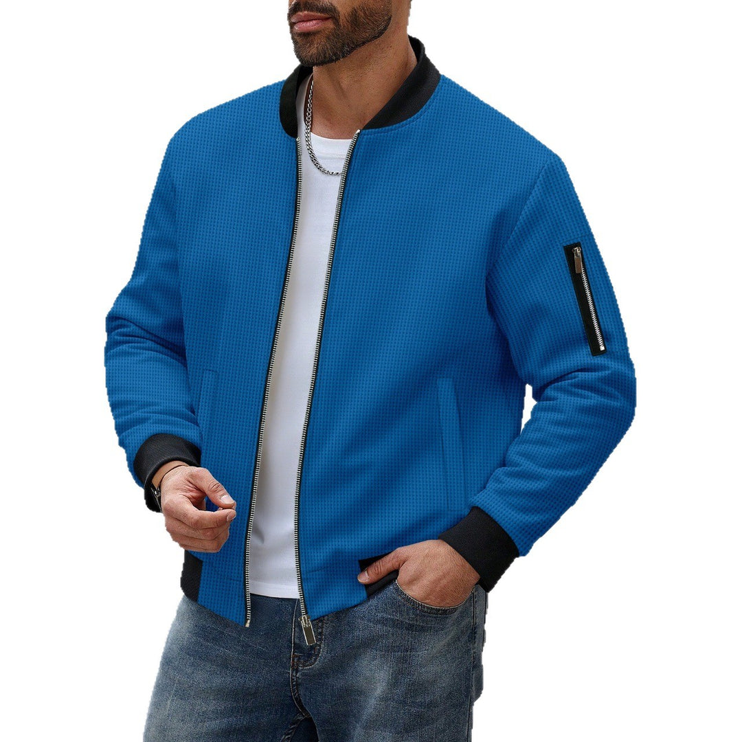 Sporty bomber jacket for men in textured material with practical side pockets Lune London