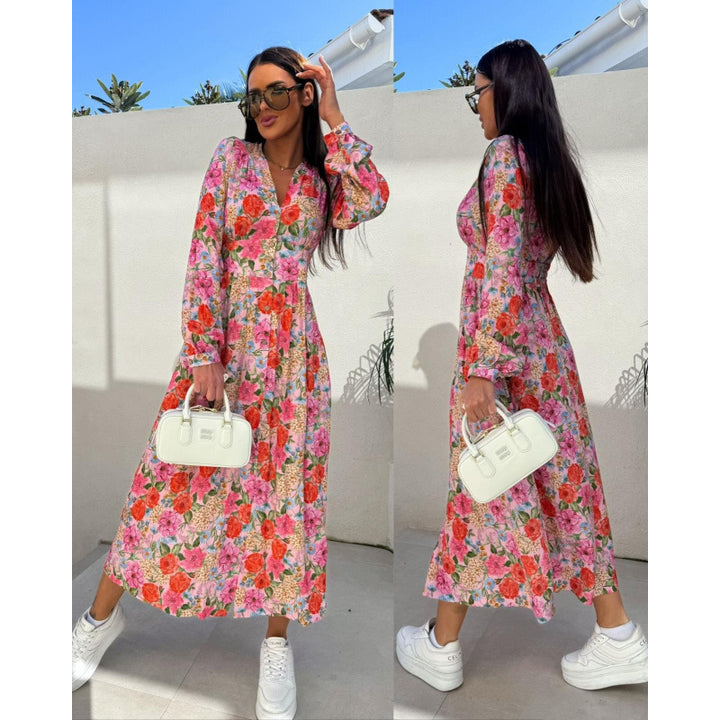 Lune London floral button maxi dress for women