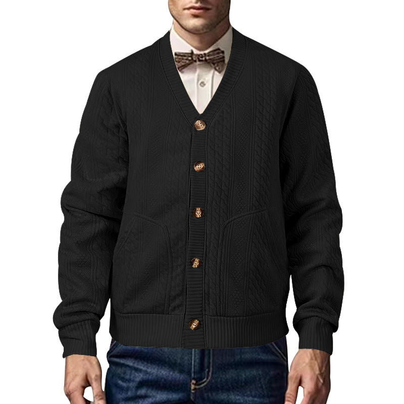 Men's knitted jacket with classic design and structured pattern Lune London