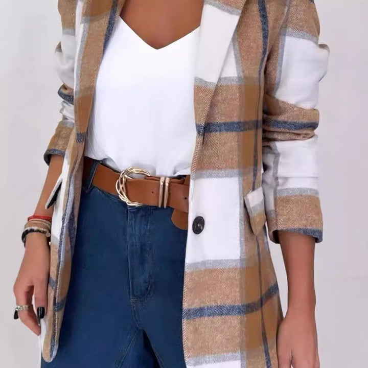 Ladies Elegant Checked Wool Blazer Lune London