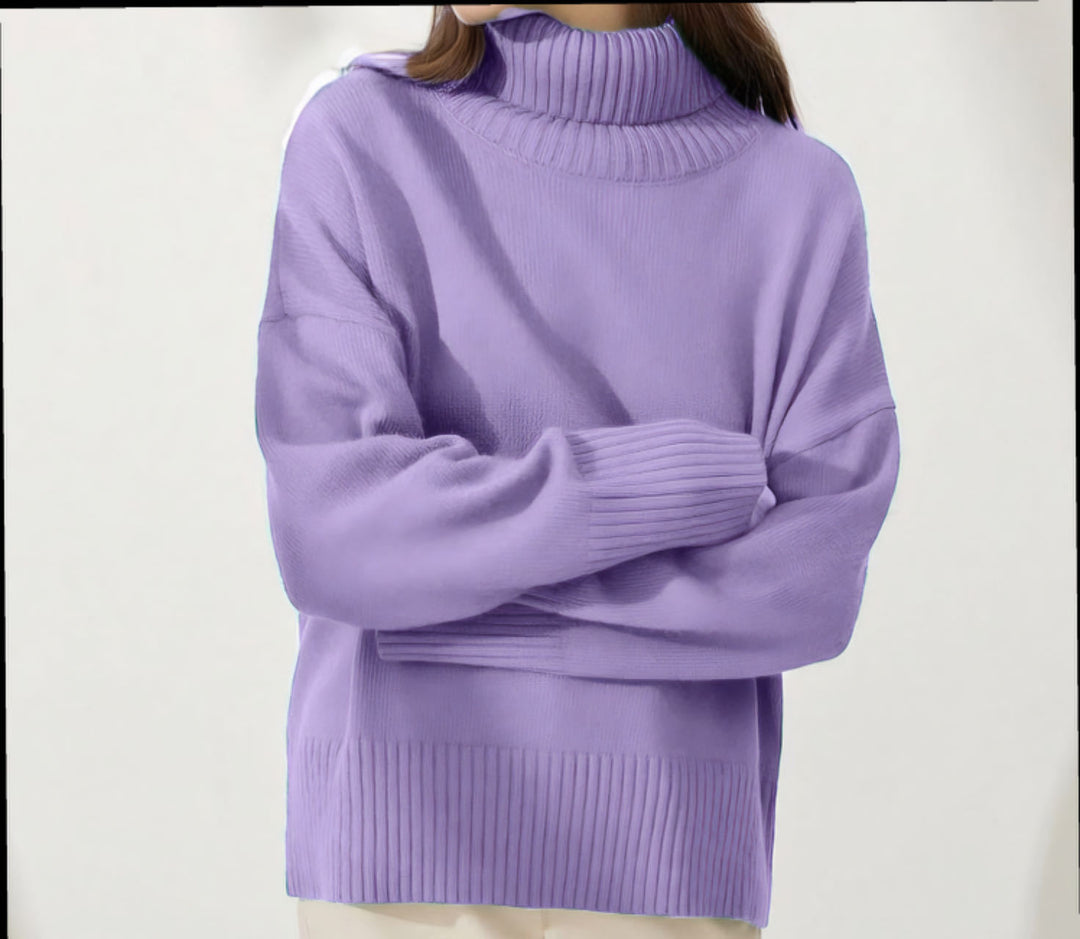 Loop collar sweater for women in soft material Lune London