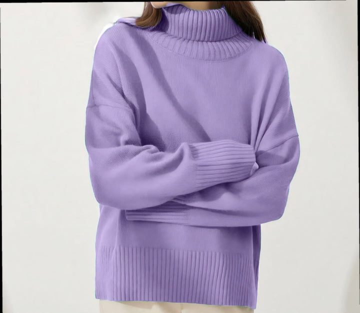 Loop collar sweater for women in soft material Lune London