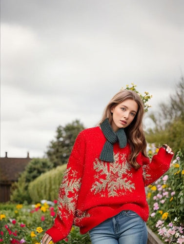 Knit sweater for women with festive pattern and casual fit Lune London
