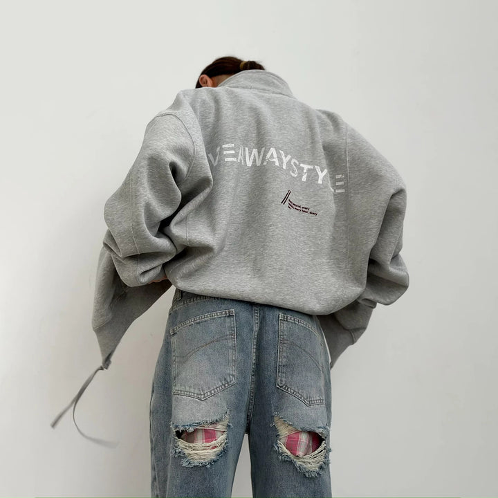 Oversized casual jacket for women with urban inscription Lune London