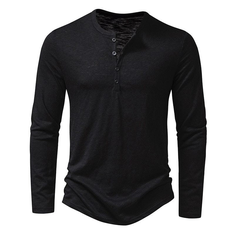 Long sleeve T-shirt for men with a fashionable Henley collar and a comfortable fit Lune London