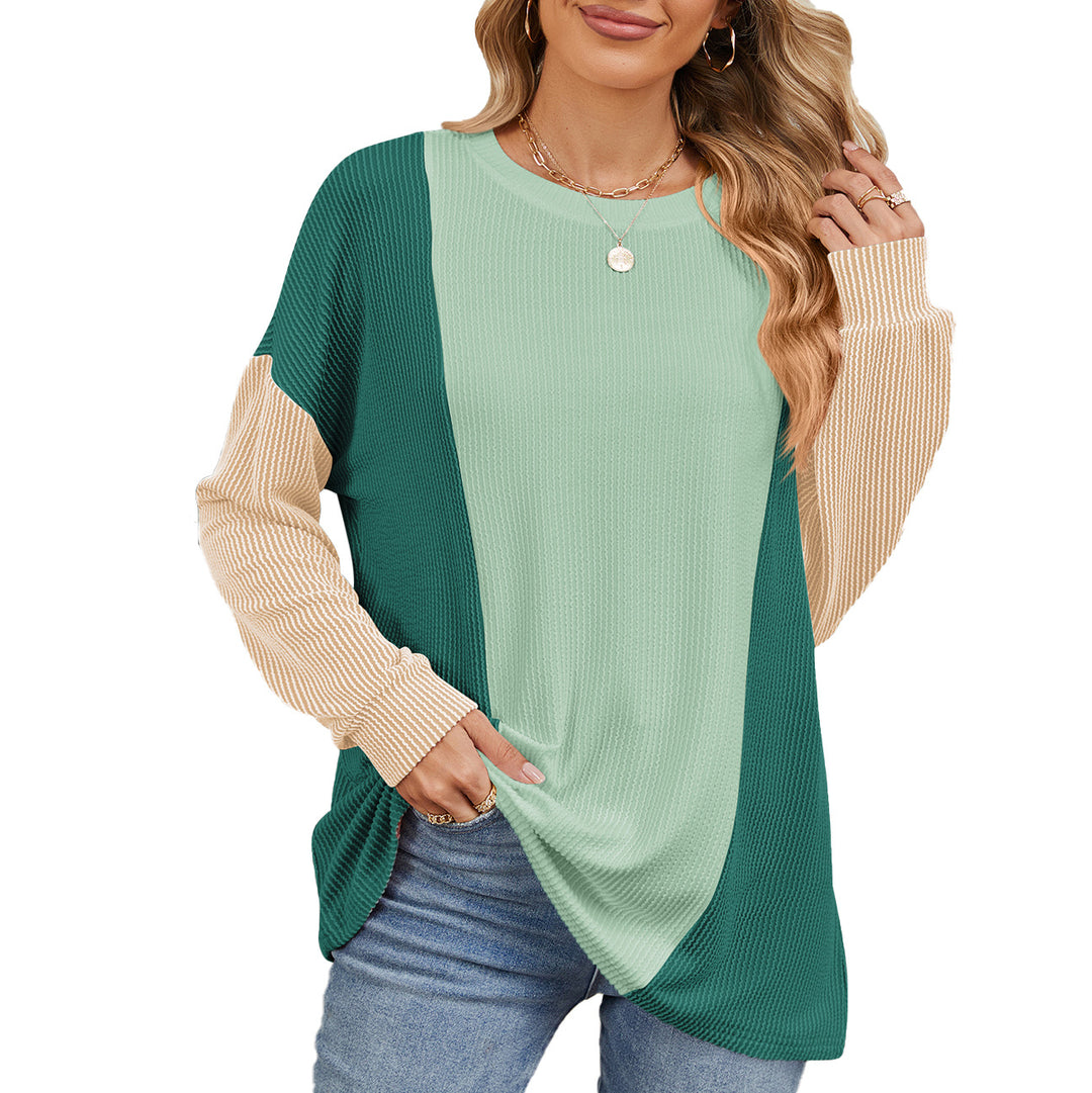 Oversized sweater for women with textured ribbed design and modern blocked color accents Lune London