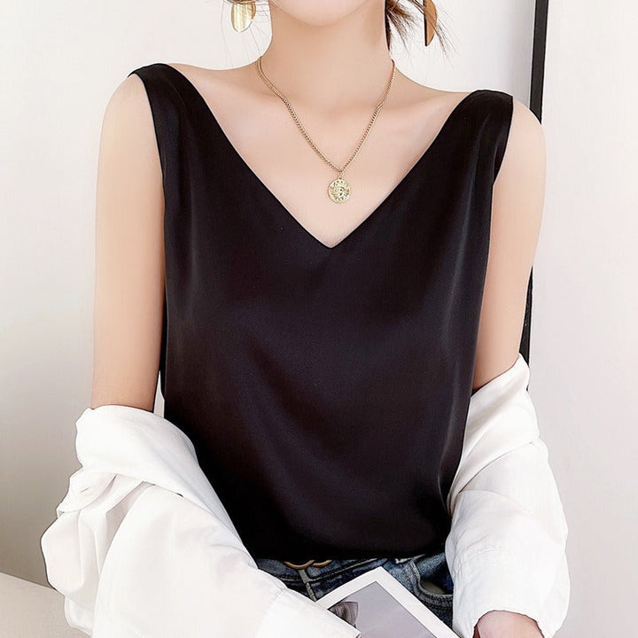 Women V-neck Satin Blouse Lune London