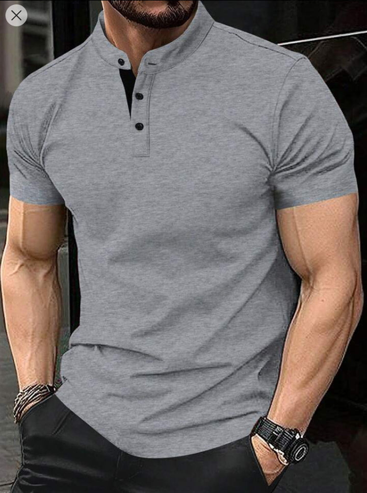 Men's polo shirt with modern stand-up collar and contrasting buttons Lune London