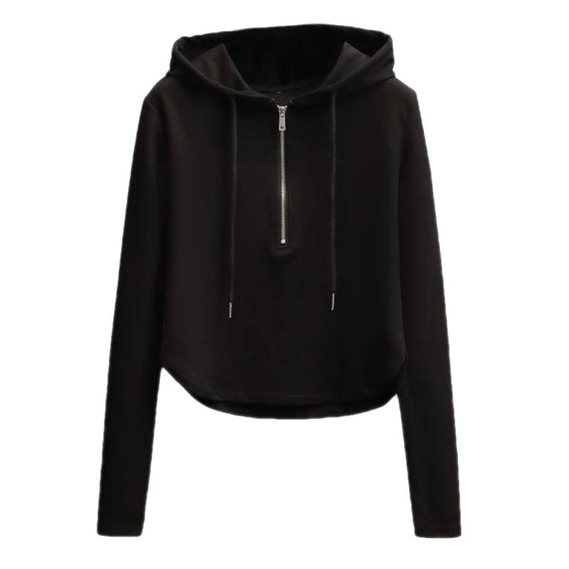 Women's stylish crop hoodie with practical zipper Chic & Stil