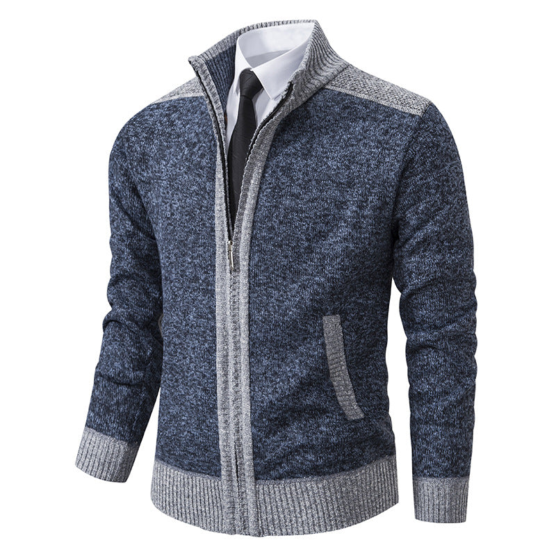 Quilted knit jacket for men with high collar and practical pockets Lune London