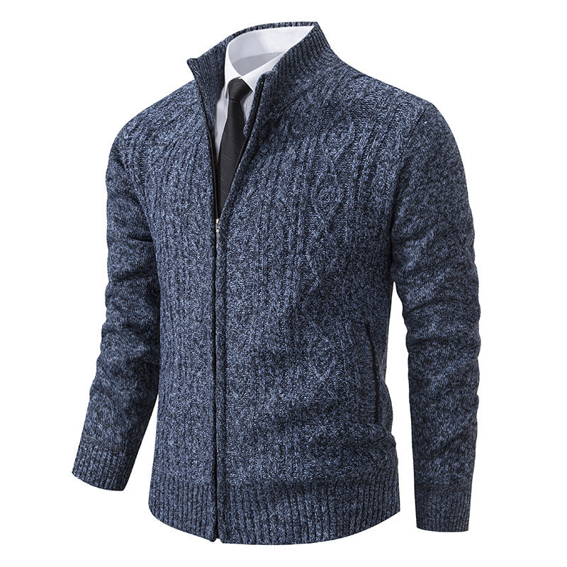 Lune London | Men's Cardigan with Stand-Up Collar and Textured Pattern