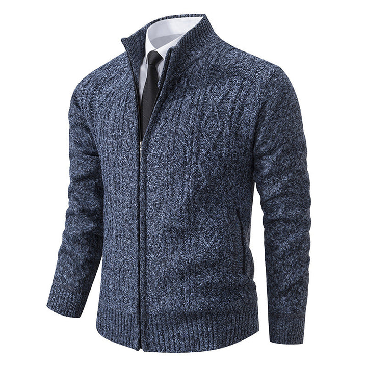 Lune London | Men's Cardigan with Stand-Up Collar and Textured Pattern