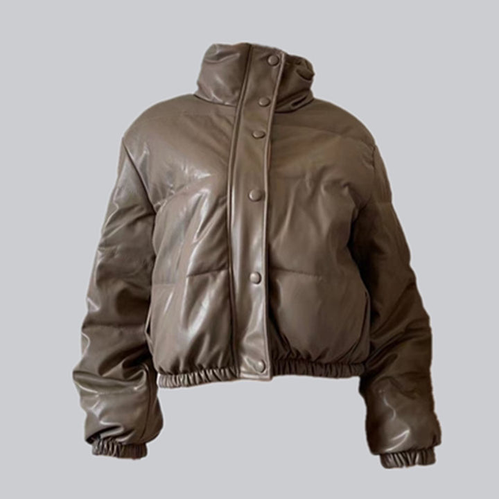 Ladies Quilted Jacket in Faux Leather Lune London