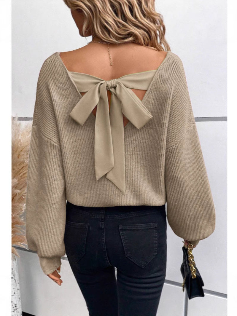 Women's sweater with an elegant bow neckline design Lune London