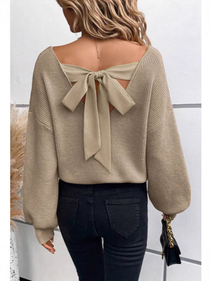 Women's sweater with an elegant bow neckline design Lune London