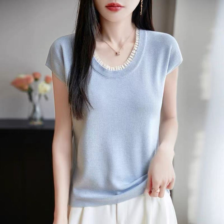 Elegant knitted top for women with decorative neckline Lune London