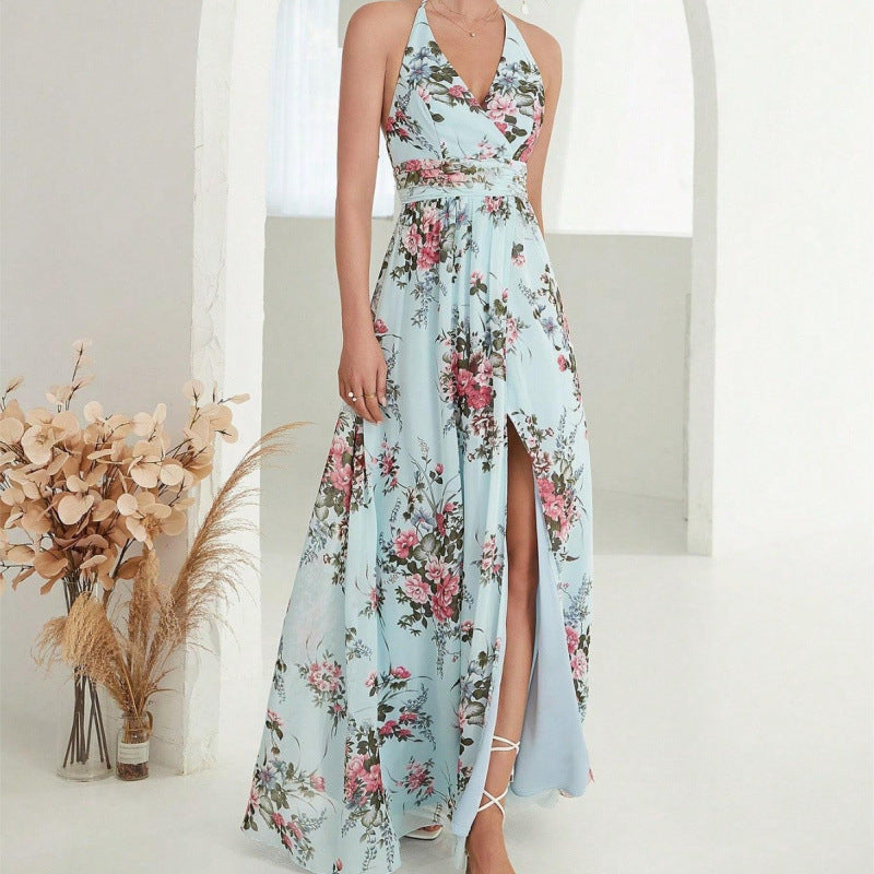 Lune London Floral Halter Maxi Dress for Women