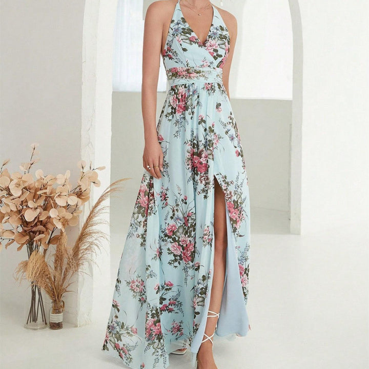 Lune London Floral Halter Maxi Dress for Women