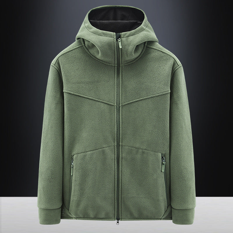 Fleece jacket for men with practical pockets and adjustable hood Lune London