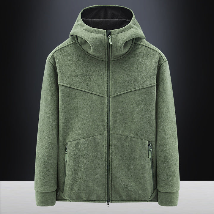 Fleece jacket for men with practical pockets and adjustable hood Lune London