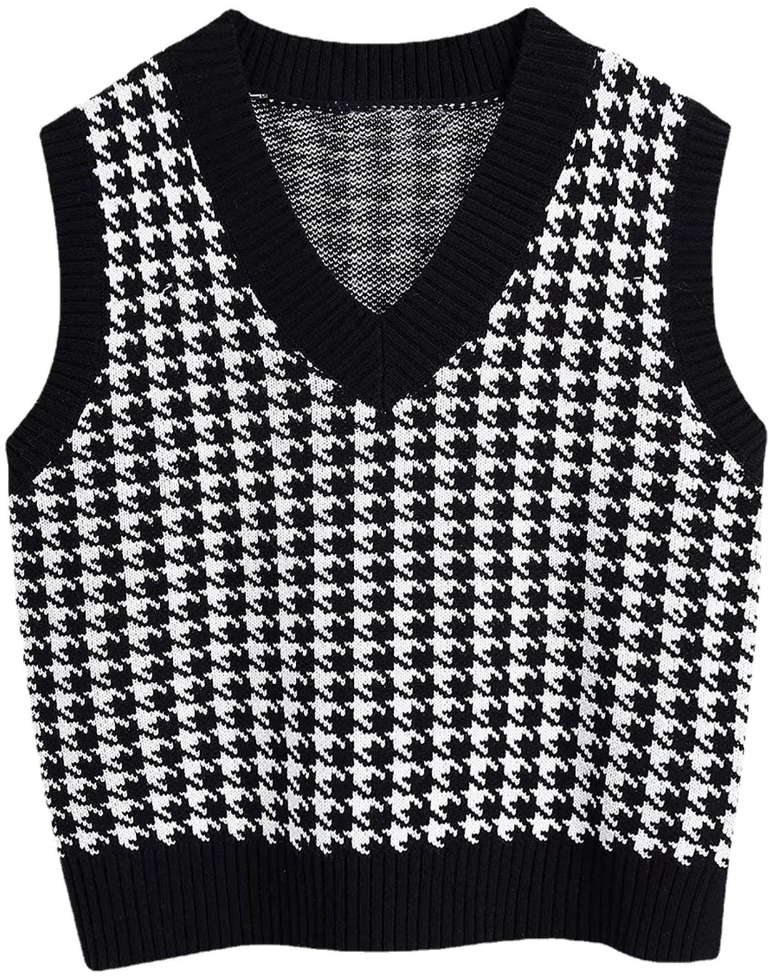 Knitted vest for women with a modern houndstooth pattern Lune London