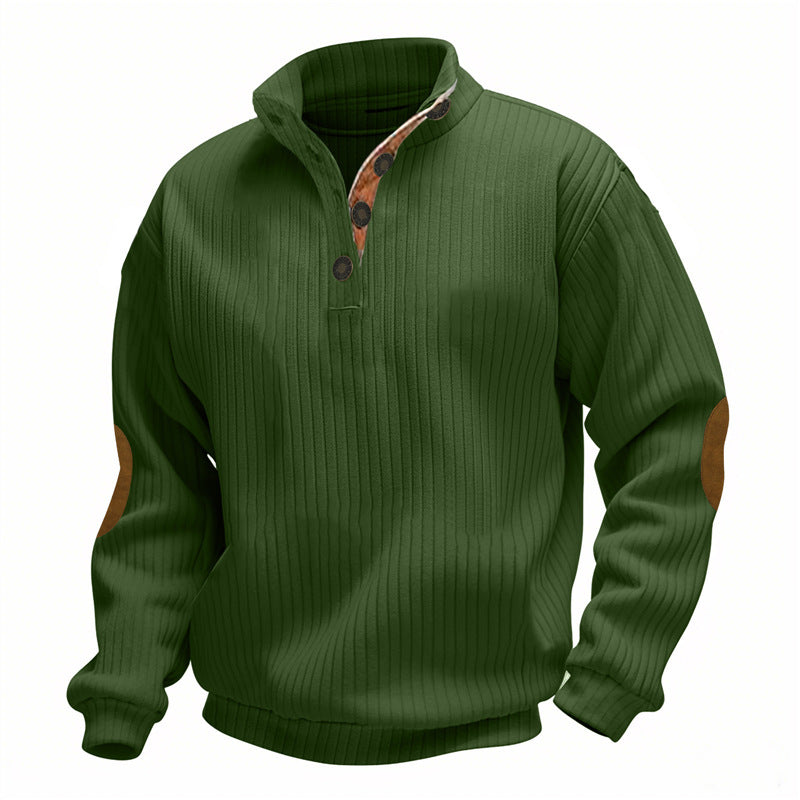 Casual knitted sweater for men with a fashionable collar and elbow patches Lune London