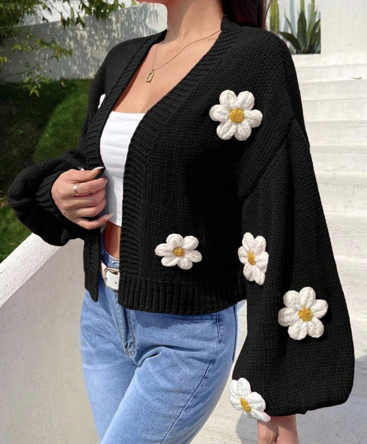 Lune London fancy floral pattern knitted short cardigan for women