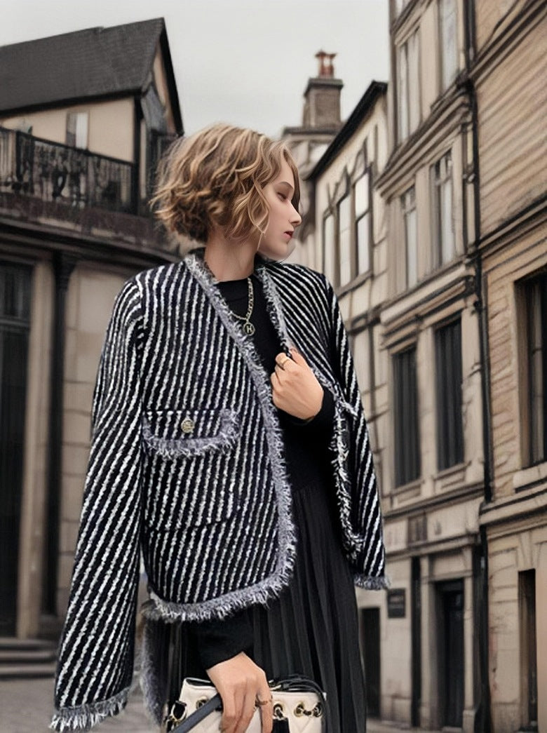 Knitted jacket for women with structure and elegant button details Lune London