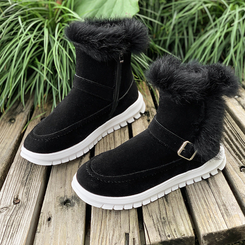 Warm lined boots for women with trendy fur trim Lune London