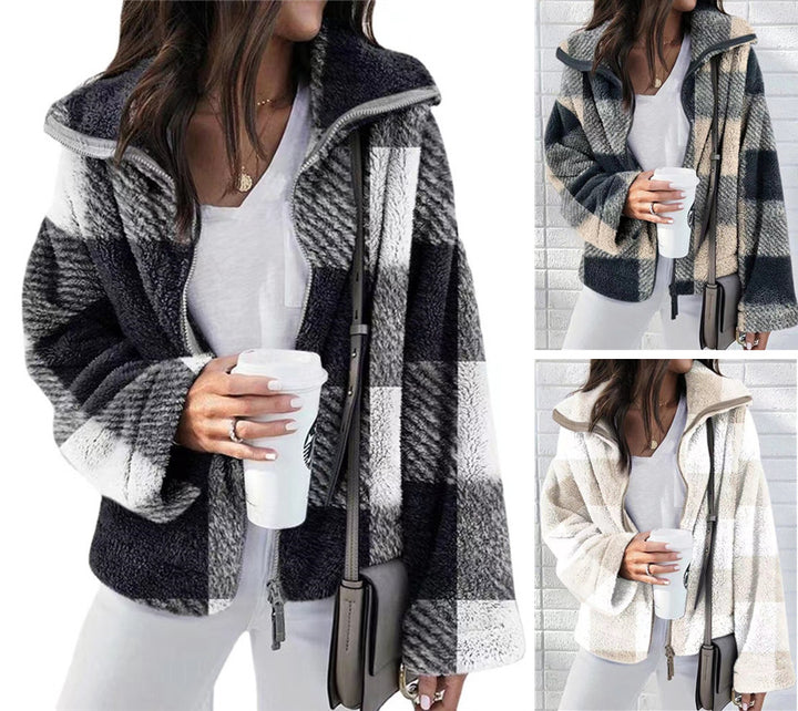 Teddy-fleece jacket for women with high collar Lune London
