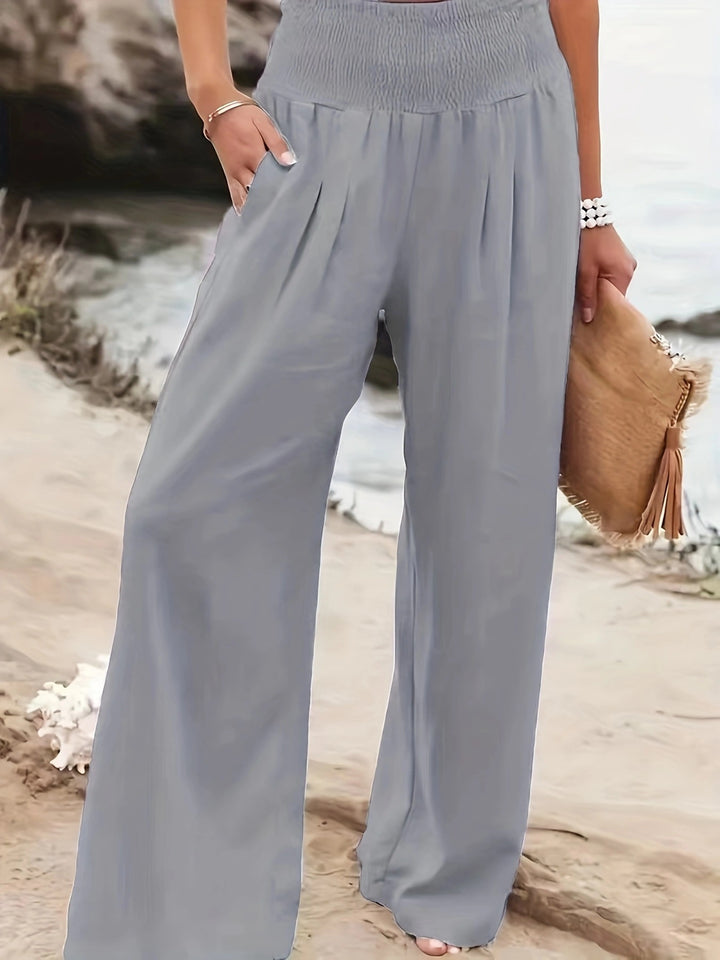 Loose summer pants for women with elastic waist and elegant draping Lune London