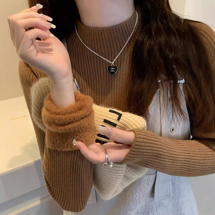 Ladies Elegant Ribbed Sweater with High Collar Lune London